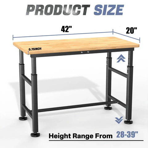 Badass Heavy Duty Rolling Adjustable Height Workbench For Garage And Shop Station With Sturdy Crossbar Support And Multi Purpose Build That Nails Every Handy Project Right Out The Gate