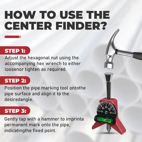 How to use the Premium Tungsten Steel Pipe Center Locator Punch with steps for accurate pipe marking.