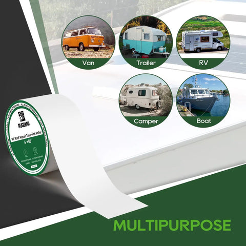 Multipurpose 4 Inch By 50 Ft Roof Sealant Tape For RVs, Campers, Trailers And Boats, UV Resistant and Weatherproof.