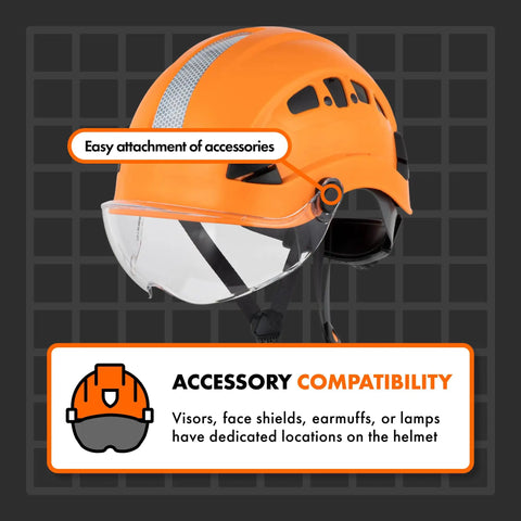 Lightweight Work Ready Helmet Hard Hat For Construction OSHA Compliant ANSI Z89.1 Type 1 with accessory compatibility.