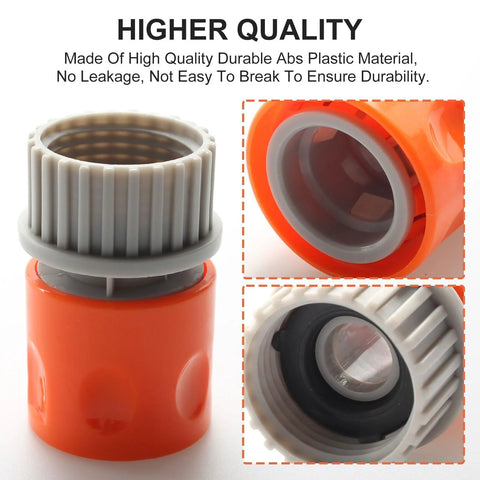 Two-piece orange Screw Man Quick Coupler set for pool vacuum heads; plastic with gray seals.