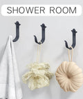 Heavy Duty Rustic Metal Wall Hooks 3 Pack Black Finish 4 Inch Size Mountable Coat Hangers For Towels Keys Coats Scarves Bags Purses Backpacks Wall Mounted Hangers For Home Decor in shower room
