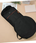 12 Inch Practice Snare Drum Bag Built Like A Tank With No Sweat Waterproof Oxford Cloth Easy Carry Adjustable Strap showing black exterior and padded section.