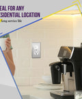 Toggle Switch And Tamper Resistant Outlet Combo For DIY Friendly Home Use UL Listed Built With Impact Resistant Polycarbonate Thermoplastic Shallow Body Fits Standard Junction Boxes Push In And Side Wiring For 12 To 14 AWG Copper Ground Terminal in kitchen wall