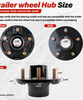 Trailer hub size measurements for Two Piece 3500 Lb Trailer Hub Kit With 5 Lug 4.5 Inch Pattern for straight spindle axles.