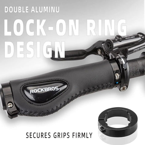 Ergonomic Bike Handle Grips With Palm Rest And Soft Gel Surface Dual Lock On Grips showcasing lock-on ring design