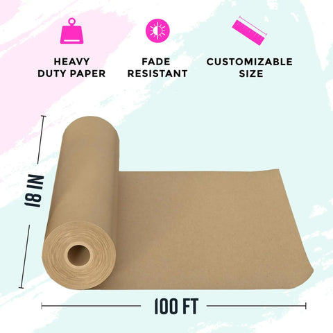 Brown Kraft Packing Paper Roll 18 Inch By 1200 Inch USA Made For Moving And Shipping Arts And Crafts Projects Vision Boards School Notes