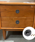 Flush Ring Pull Handles Set Of 3 In Black 35mm 1.38 Inch Zinc Alloy Flush Pull Latch with screws on wooden cabinet drawers