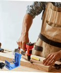 Woodworker using Pocket Hole Jig Kit For Woodworking With Easy Assembly, Dowel Kit And Drill Bit Guide, Durable Angle Hole Tool.