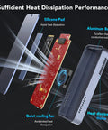Internal components of Kick Butt M2 Nvme Ssd Enclosure With 80Gbps Transfer Speed showing aluminum body, silicone pad, and cooling fan.