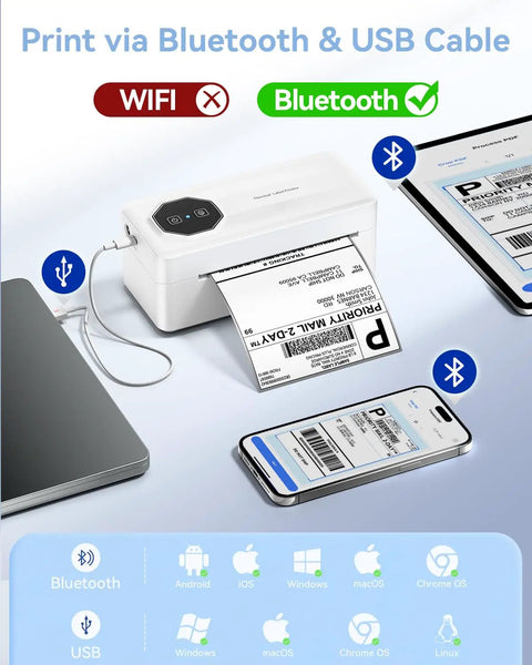Bluetooth Thermal Label Printer For Small Biz 4x6 Wireless Label Printer With 72 Labels Per Minute Compatible With iPhone and Mac