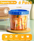 Six Pack 24 Oz Freezer Safe Food Storage Containers With Twist Top Lids BPA Free Leakproof And Reusable Microwave And Dishwasher Safe
