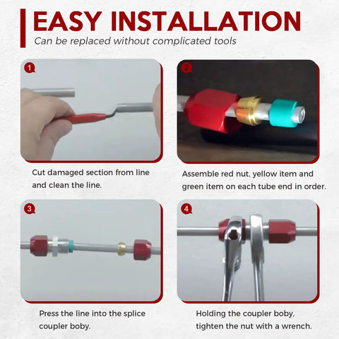 Auto Air Conditioning Splice Connector Kit For Five Eighths, Three Eighths, And One Half Inch Aluminum Lines assembly guide