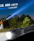 Rechargeable LED Flashlight With Up To 90 000 Lumens Be A Beast Bright XHP70 2 Tactical Light Zoomable Waterproof Five Modes Perfect For Camping Home Outdoors And Emergencies