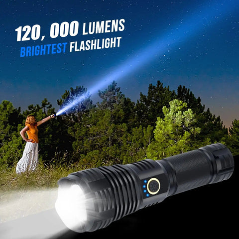 Rechargeable LED Flashlight With Up To 90 000 Lumens Be A Beast Bright XHP70 2 Tactical Light Zoomable Waterproof Five Modes Perfect For Camping Home Outdoors And Emergencies