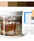 Dark Oak Water Based Wood Stain And Sealer In One With Straight Up Knockout Durability For A Smooth As Glass Finish That Beats Daily Scuffs On Any Weekend Project, 10.5 fl oz tub with brush and gloves.