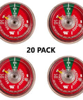20 Pack UL Rated 100 PSI Red Replacement Gauges For Water Fire Extinguishers Built For Stainless Steel Tanks with pressure readings.