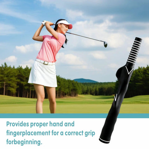 Woman using 2 Pack Right Handed Golf Grip Trainer For Beginners Women And Kids Easy Grip Posture Coach on golf course