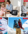 Small black hard-shell first aid kit with white logo; portable for home, travel and outdoor use.