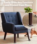 Blue armchair with 8 Pack Carpet Furniture Sliders For Heavy Furniture On Carpet Heavy Duty Square Sliders 1.97x0.31 In Reusable Moving Pads
