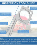 Inspection tool with guides: Must Have Pre Trip Inspection Tool For Truck Drivers And Mechanics With Tire Tread Depth Gauge.
