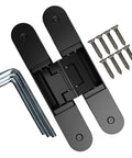 Sleek Hidden Door Hinges Pair 180 Degree Swing Zinc Alloy Concealed Hinge Kit For Solid Doors 176 Lb Load Rating 3 Dim Adjustable