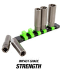 Spiral Type Deep Bolt Extractor Set, Five Piece, Chrome Vanadium Steel Construction on holder, for auto bolt removal