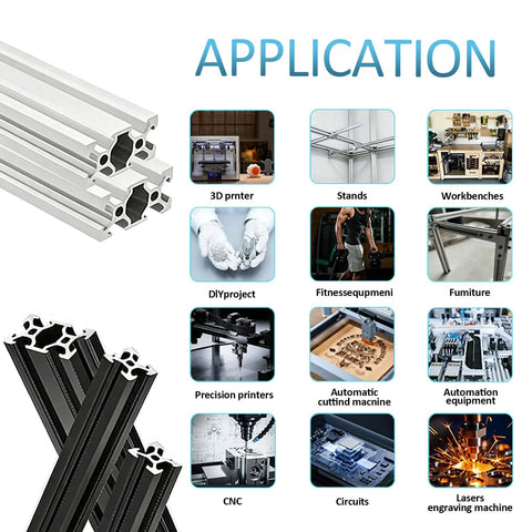 Four Pack 1000mm Silver T Slot 3030 Aluminum Extrusion Profiles 30x30mm Square Cross Section For DIY Projects And Rack Builds, Premium Aluminum Alloy, 39.4 Inch Length, silver T-slot profiles for 3D printers, workbenches, CNC