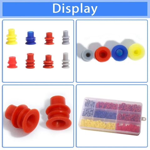 Premium Weather Pack Connectors Kit With 800 Waterproof Pin Seals And Dustproof Cavity Plugs For Heavy Duty Automotive Wiring Applications, assorted silicone plugs in organizer box