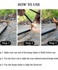 How to use Flint And Steel Fire Starter Kit With Ferro Rods And Magnesium for outdoor fires shown in three steps.