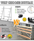 Comparison of Badass Horizontal Storage Rack Built Tough From Weather Resistant Alloy Steel with adjustable arms and fixed straps