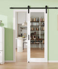 28 Inch By 80 Inch Mirror Barn Door With 72 Inch Track Kit Built To Last Solid Core MDF Sliding Door for Closet and Kitchen.