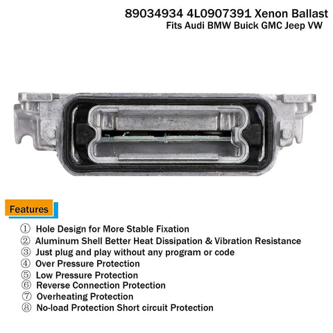Front view of Xenon HID Headlight Ballast Replacement For Cars And SUVs Plug And Play Compatible With BMW 1 Series GMC Acadia.
