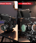 Sturdy Universal Camera Base Plate Kit With Dual 15mm Lightweight Rod Clamps Quick Release Platform on two camera setups.