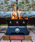 Firecube 14 Inch Portable Smokeless Propane Fire Pit With Carry Kit And Lava Rocks, 58,000 BTU, Black for outdoor patio use