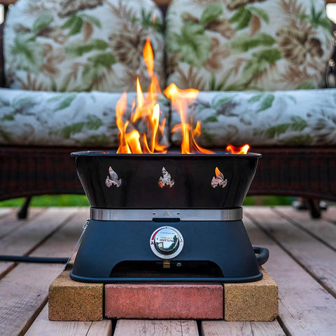 Firecube 14 Inch Portable Smokeless Propane Fire Pit With Carry Kit And Lava Rocks, 58,000 BTU, Black for outdoor patio use