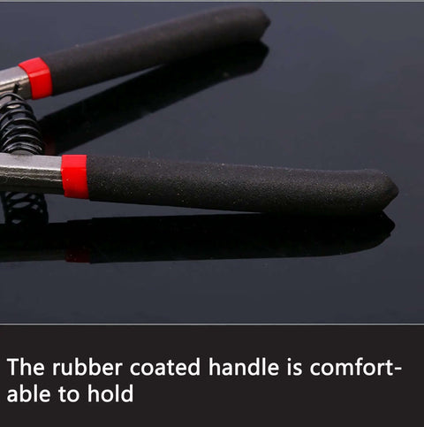 Close-up of rubber-coated handle on Heavy Duty Tin Snips For Straight Metal Sheet Cutting And Wire Cutting Ten And A Half Inch Metal Shears Built From CRV Steel A Beast Workhorse For Cutting Aluminum Copper Tinplate Galvanized Iron Long Lasting Durable Tool For Pro Level Projects.