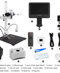 3 Lens UHD Digital Microscope With 2160P HDMI Output And 2000X Magnification For Adults Dope For Soldering Repairs, Coins, Plants, And Biological Slides Crisp Live View For Pro Like Inspection, with stand and accessories