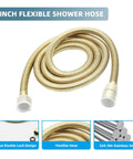 59-inch stainless steel hose for Brass High Pressure Handheld Shower Head Set in Brushed Gold Arc Design.