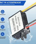 Garage Ready DC Buck Converter Step Down Power Module 17 To 60V To 12V Input IP67 waterproof power module in water.