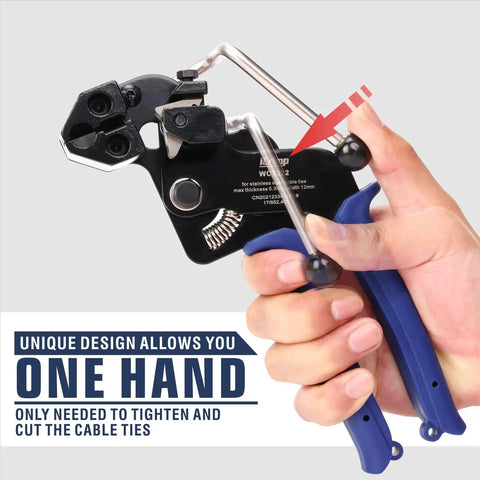 One Hand Operation Stainless Steel Cable Tie Tool Zip Gun for quick tie tightening with built-in cutter and release.