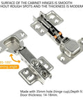 10 Or 20 Pack Stainless Steel Cabinet Door Hinges With Dampers, soft close concealed hardware with screws visible.