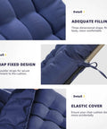 Waterproof Patio Lounge Chair Cushion For Zero Gravity Outdoor Chairs 66x21x4 Inches Blue With Ties Fade Resistant Fabric And Plush PP Cotton Fill