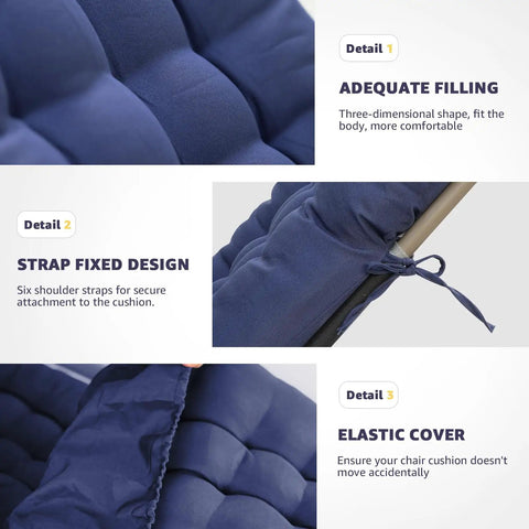 Waterproof Patio Lounge Chair Cushion For Zero Gravity Outdoor Chairs 66x21x4 Inches Blue With Ties Fade Resistant Fabric And Plush PP Cotton Fill