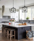 Plug In Black Farmhouse Pendant Chandelier With Dope Industrial Rustic Vibe 3 Light Fixture On A 16.8 ft Hanging Cord over kitchen