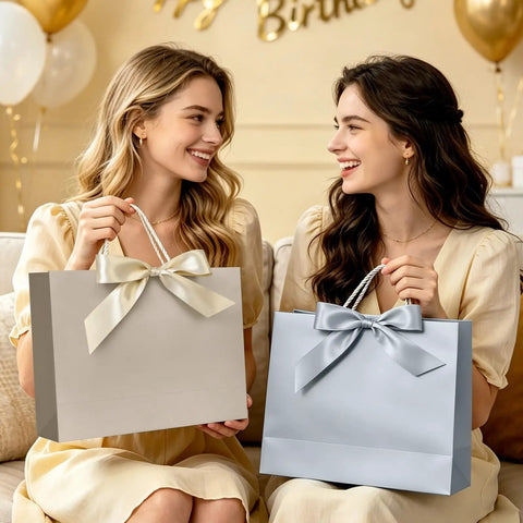 Medium 13 Inch Gift Bag With Handles Champagne Gold Includes Tissue Paper And Card Perfect For Graduation Baby Shower Wedding
