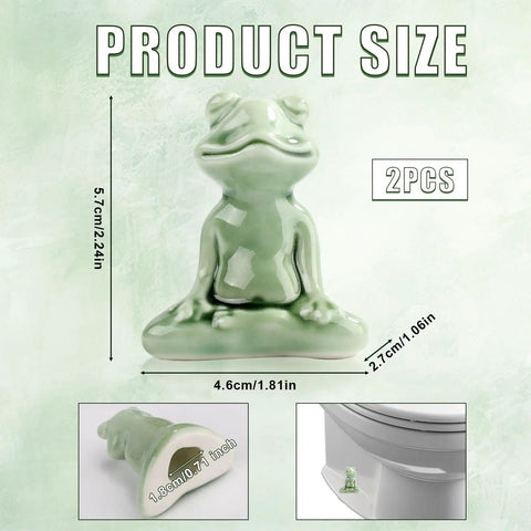 Kick Up Your Bathroom Style With These Pretty Dang Cute Ceramic Frog Toilet Bolt Cover Set Featuring Sturdy Tank Caps And Whimsical Hardware Accessories, showing size details.