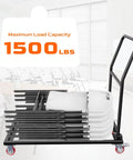 Heavy Duty Folding Chair Dolly Cart Up To 1500 Lbs With Thickened Steel Plates L Shaped Chair Rack loaded with chairs