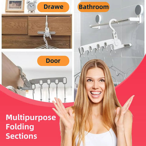 Travel Portable Foldable Clothes Hanger Kit With Clips Lightweight Plastic Drying Rack for air drying installed in various locations