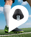 Close-up of a black plastic stud with metal screw from 12 Pack Football Boot Studs 0.51 Inch And 0.63 Inch Replacement Spikes set on grass